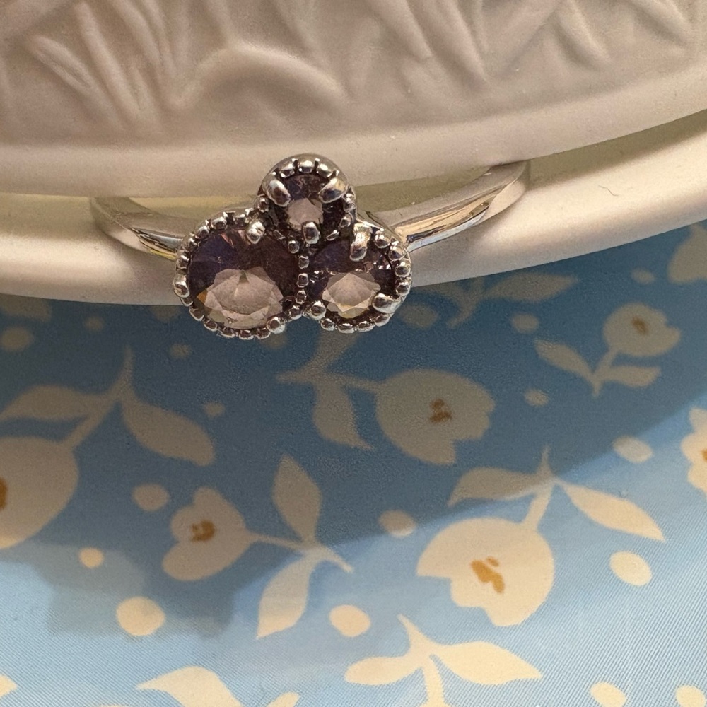 Elegant Silver and Purple Gemstone Ring size 9